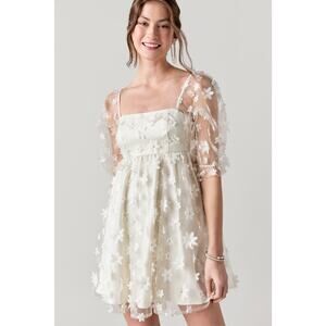 Audrey Parks & Francesca's Briella Floral Babydoll Mini Dress Square Neck Sz S